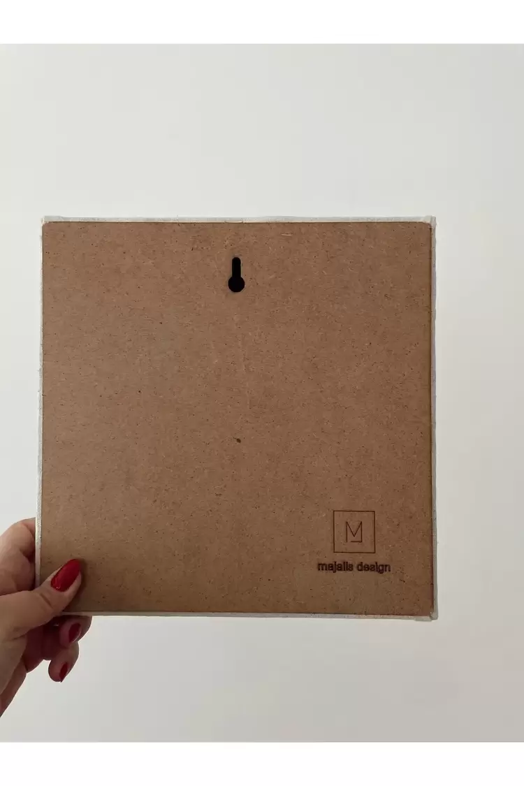 Punch Nakış İşlemeli, MDF Kapama, Kalp Surat Çiçekli Desenli Duvar Panosu, 25x25