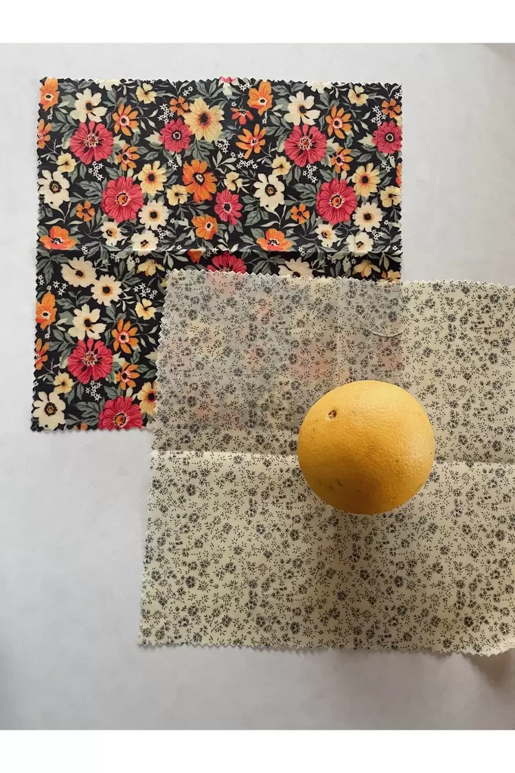 Balmumu Gıda Saklama Kumaşı, Tekrar Kullanılabilen Saklama Bezi, 2'li Set, Karışık, 25x25