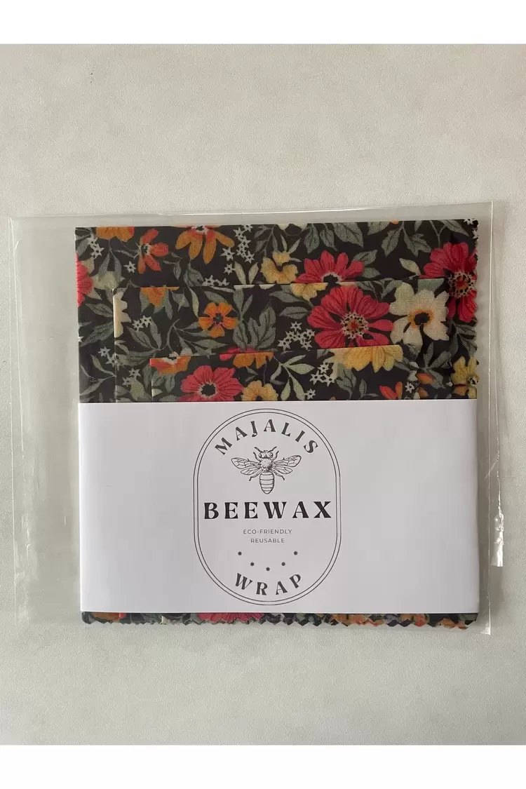 Balmumu Gıda Saklama Kumaşı, Tekrar Kullanılabilen Saklama Bezi, 3'lü Set, Çiçek Desenli