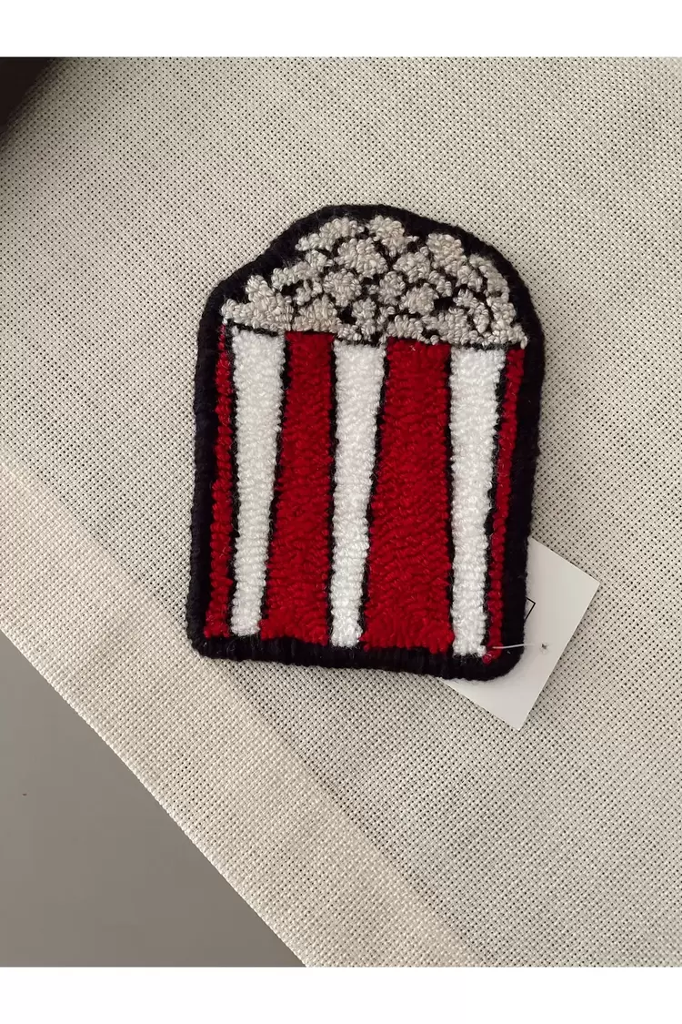Punch Bardak Altlığı, Çift Taraflı, Popcorn Desenli Özel Formlu, Çok Renkli