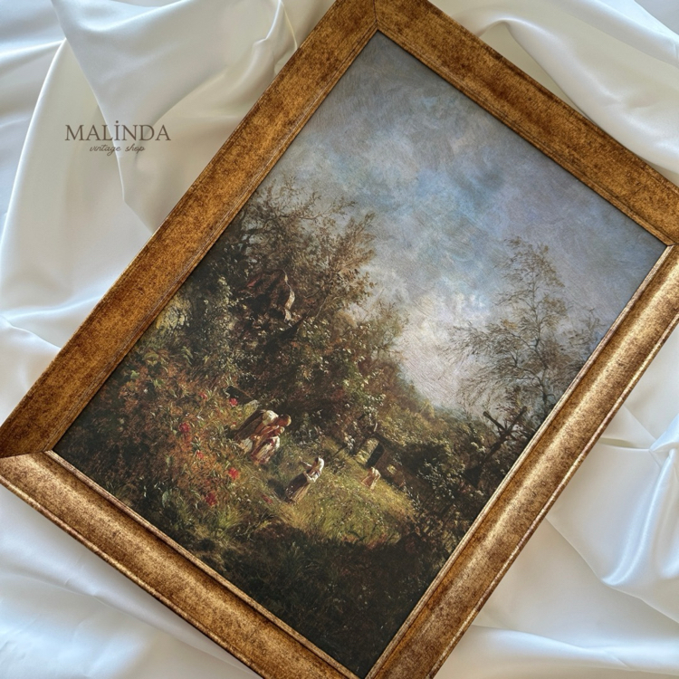 Çiçekli Bahçe 1887 Vintage Tablo