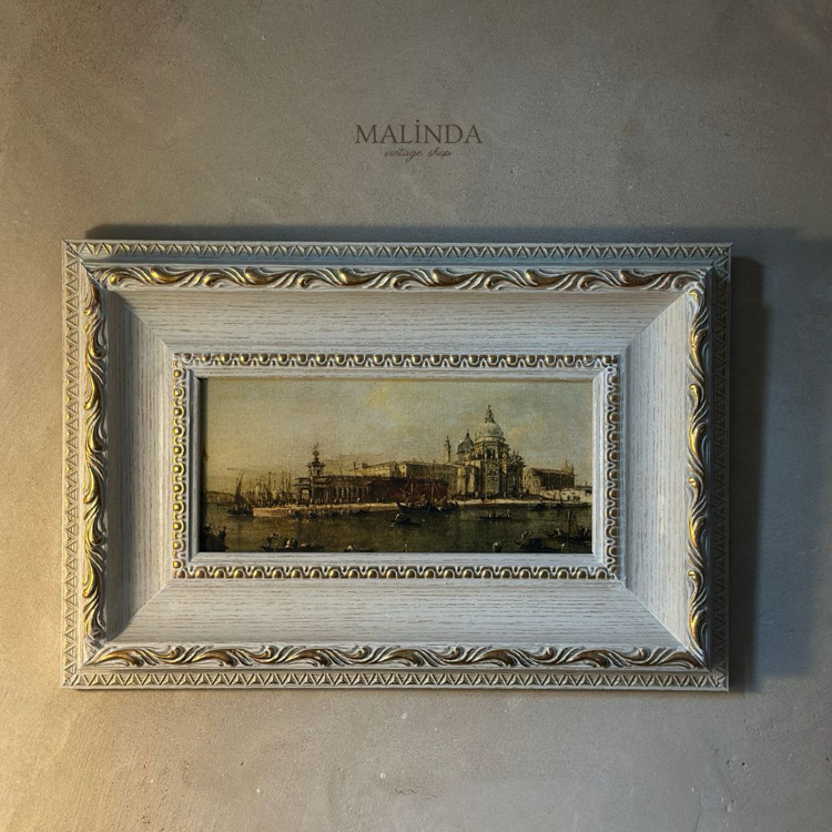 Venedik 1800’ler Beyaz Gold Vintage Tablo