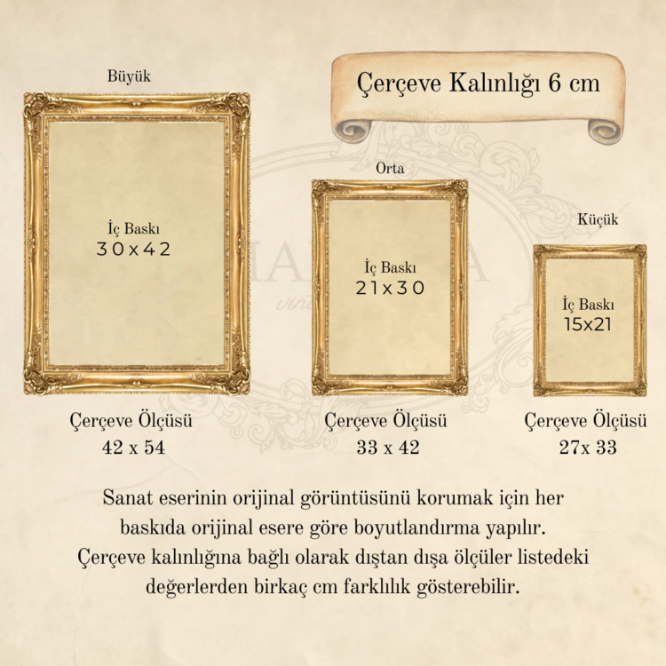 Sessiz Nehir Kalın Gold Vintage Tablo