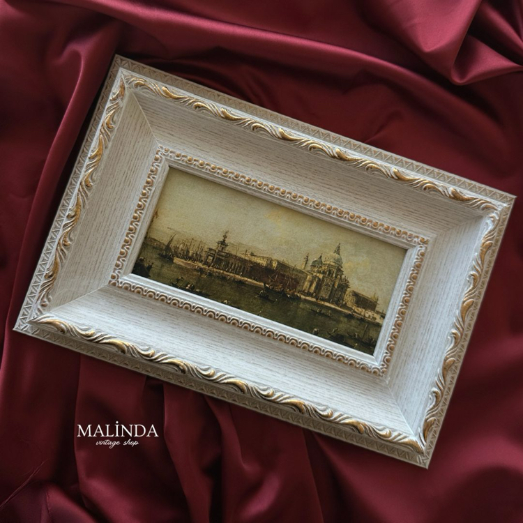 Venedik 1800’ler Beyaz Gold Vintage Tablo