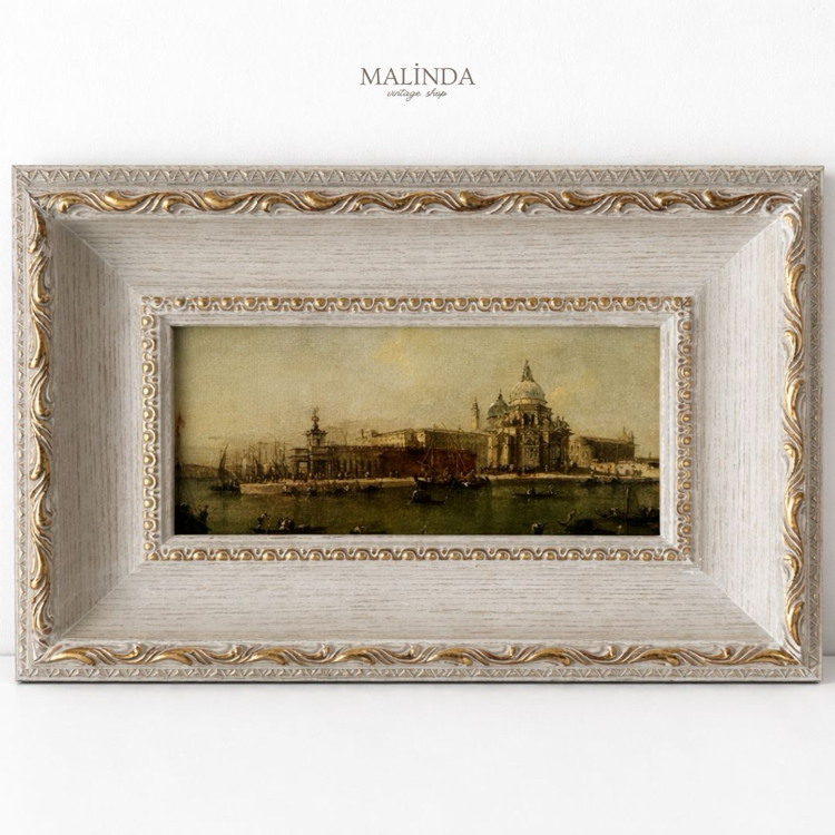 Venedik 1800’ler Beyaz Gold Vintage Tablo