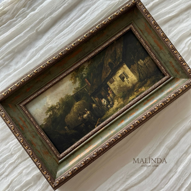 The Bell Inn- Yeşil Kalın Vintage Tablo