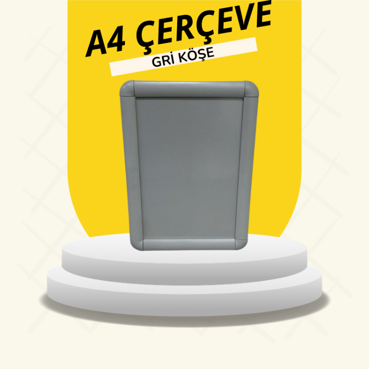 A4 Rondo Köşe Gri Köşeli Çerçeve
