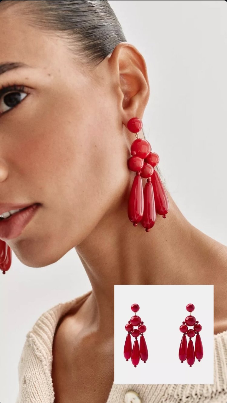 Zara model kırmızı küpe 