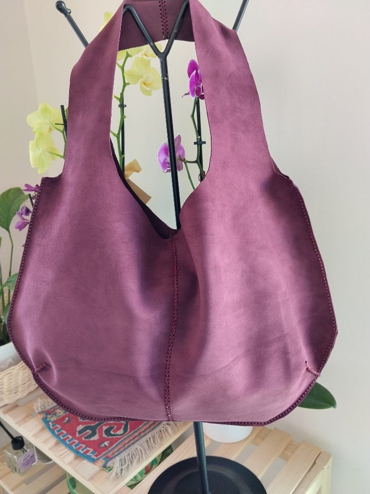 Süet Omuz Çantası (Bordo)