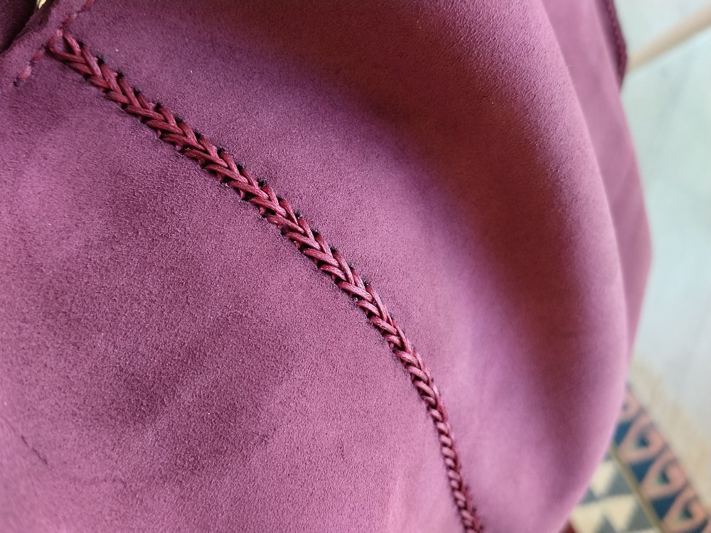 Süet Omuz Çantası (Bordo)