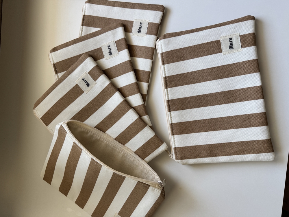 Kahve çizgiler clutch/organizer