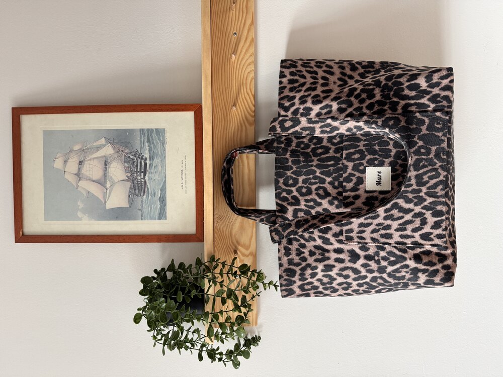 Leopar tote (pudra alt tonlu)