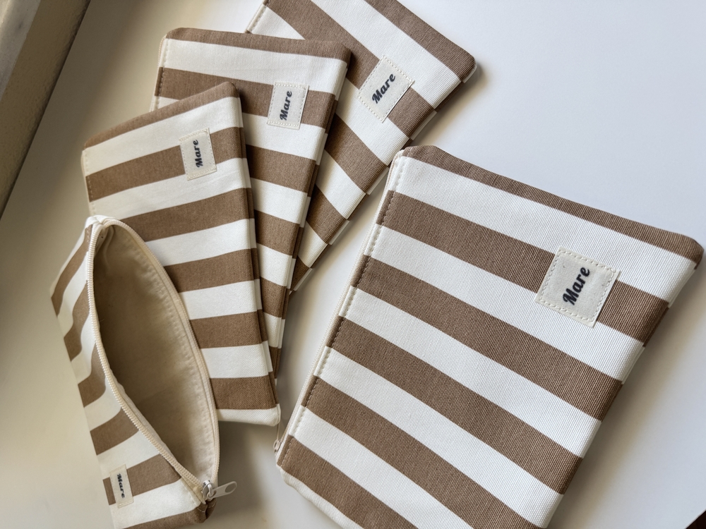 Kahve çizgiler clutch/organizer