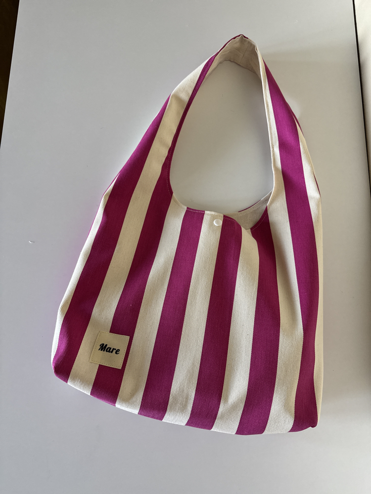 Pembe krem Çizgili çanta