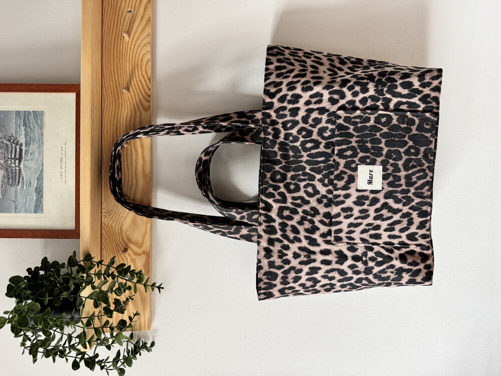 Leopar tote (pudra alt tonlu)