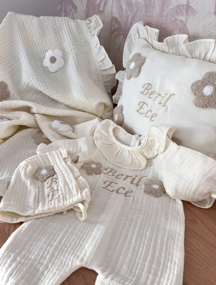 Bej papatya 3 lü set 