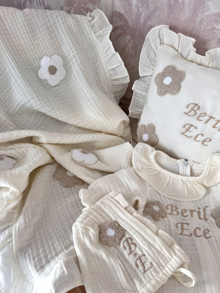 Bej papatya 3 lü set 