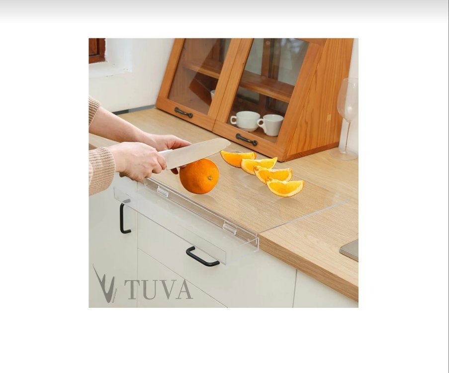 TUVA REKLAM TUVA-Atık Hazneli Şık Şeffaf Pleksi Kesme Tahtası