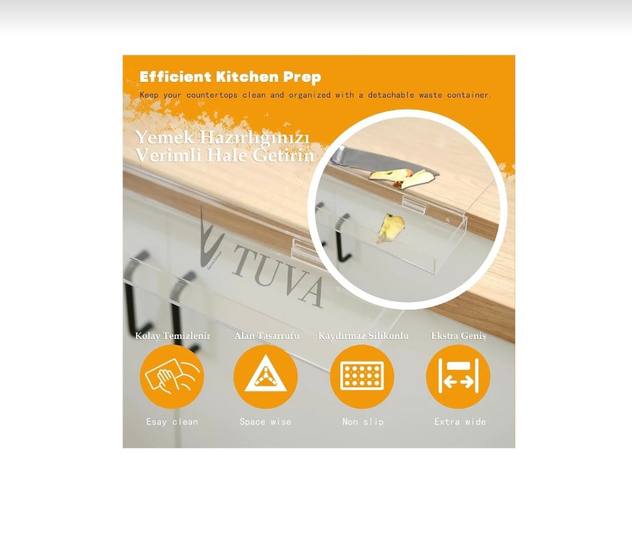 TUVA REKLAM TUVA-Atık Hazneli Şık Şeffaf Pleksi Kesme Tahtası