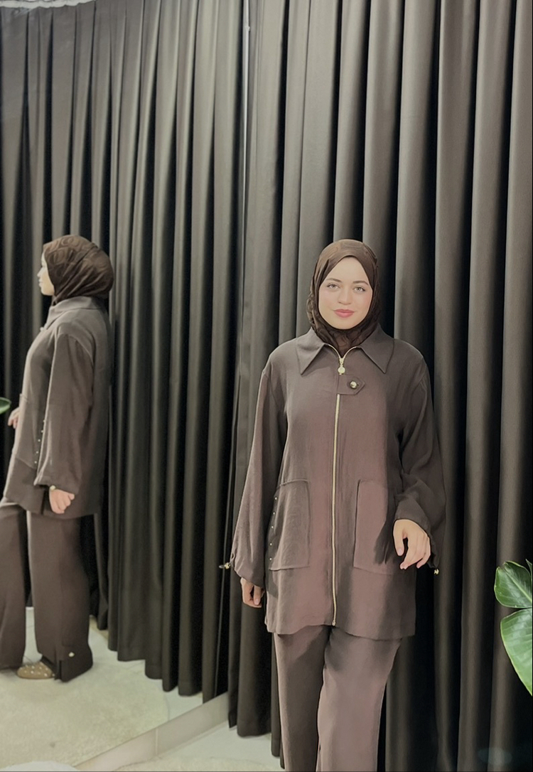 Düğmeli premium tencel takım