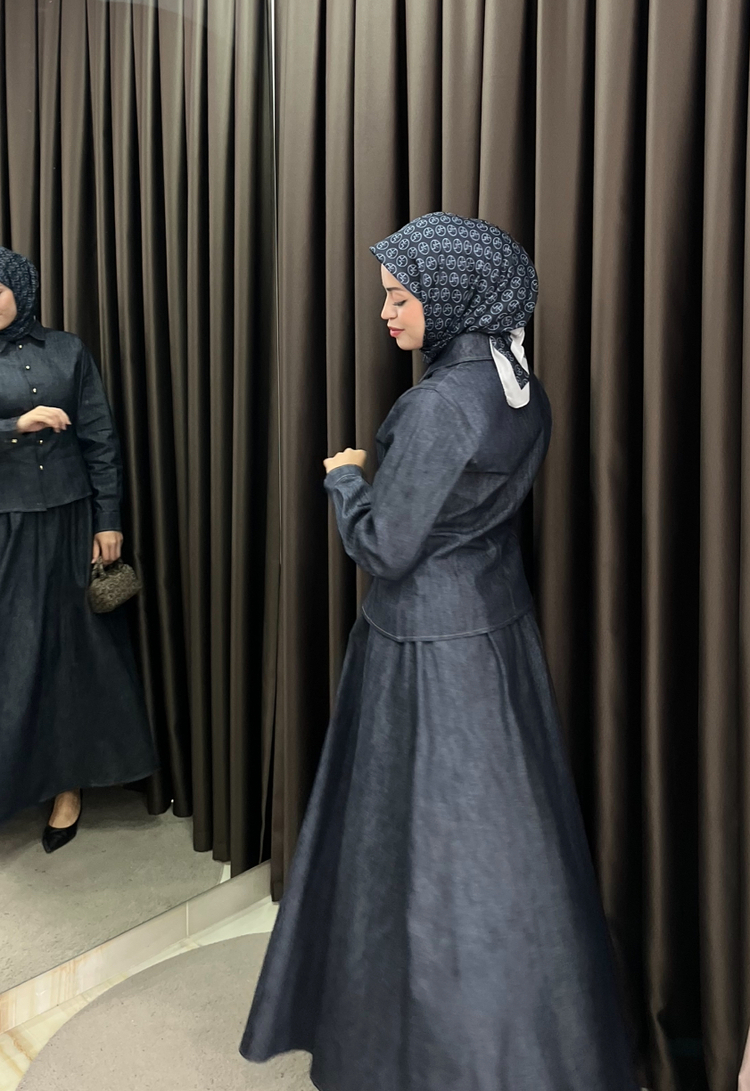 Denim etekli takım 