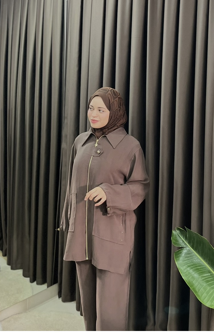 Düğmeli premium tencel takım