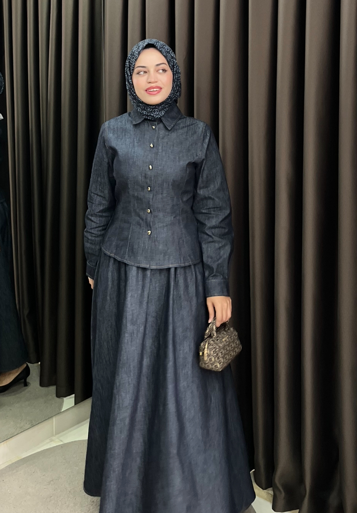 Denim etekli takım 