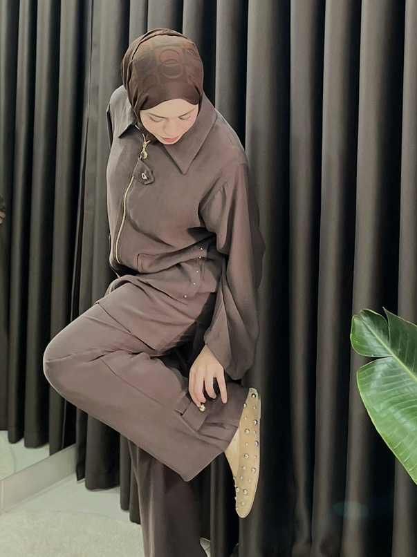 Düğmeli premium tencel takım