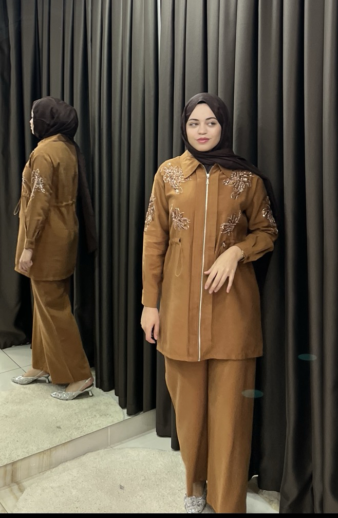 Nakış işlemeli tencel takım