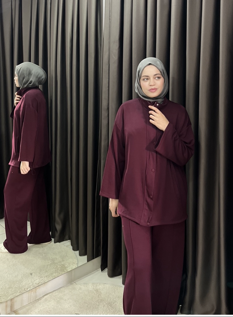 Çıtçıtlı Oysho eşofman takımı (bordo)