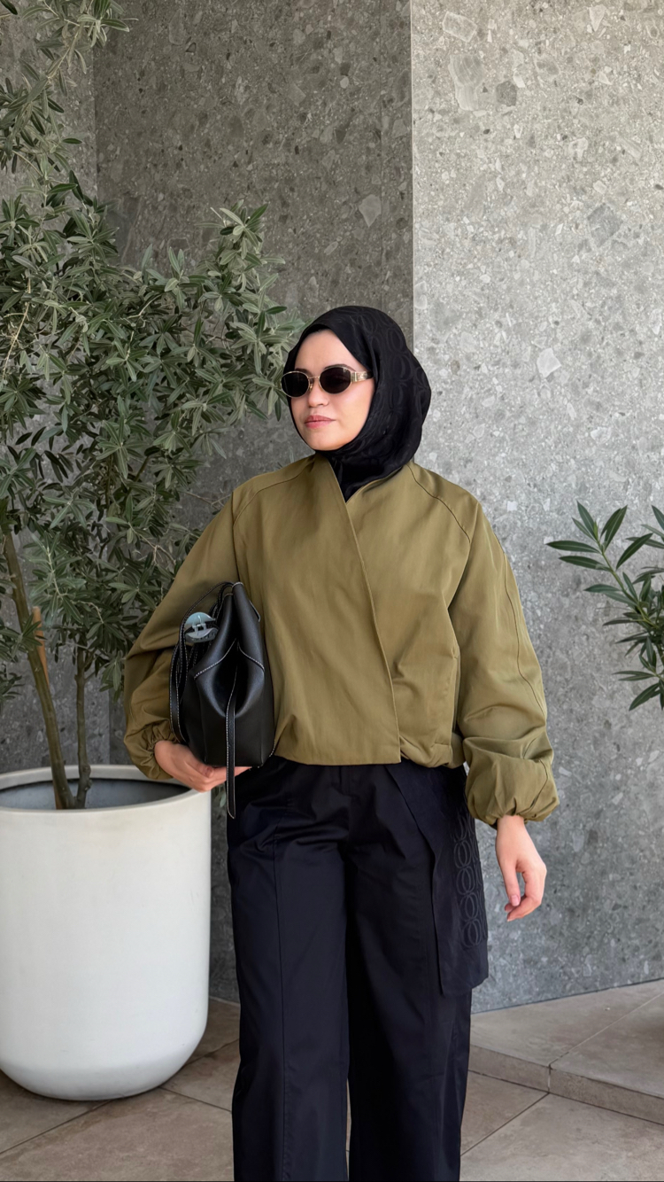 Kruvaze bomber ceket ( olive green) 