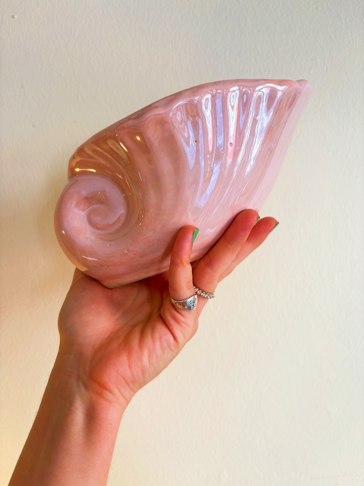 80’s Pink Iridescent Seashell Bowl 