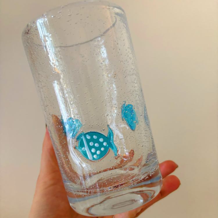 Hand Blown Glass Fish Vase 