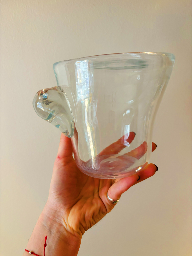 2005 Art Glass Handmade Funky Ice Bucket 
