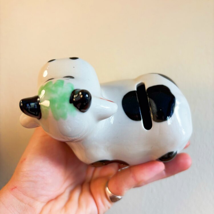 Ceramic Cow Coin Bank