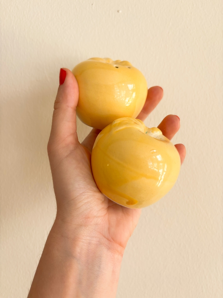 Butter Yellow Ceramic Apple Salt and Pepper Shakers 