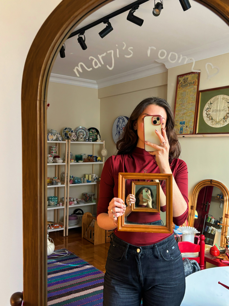 70’s Wall Mirror with Wooden Frame 