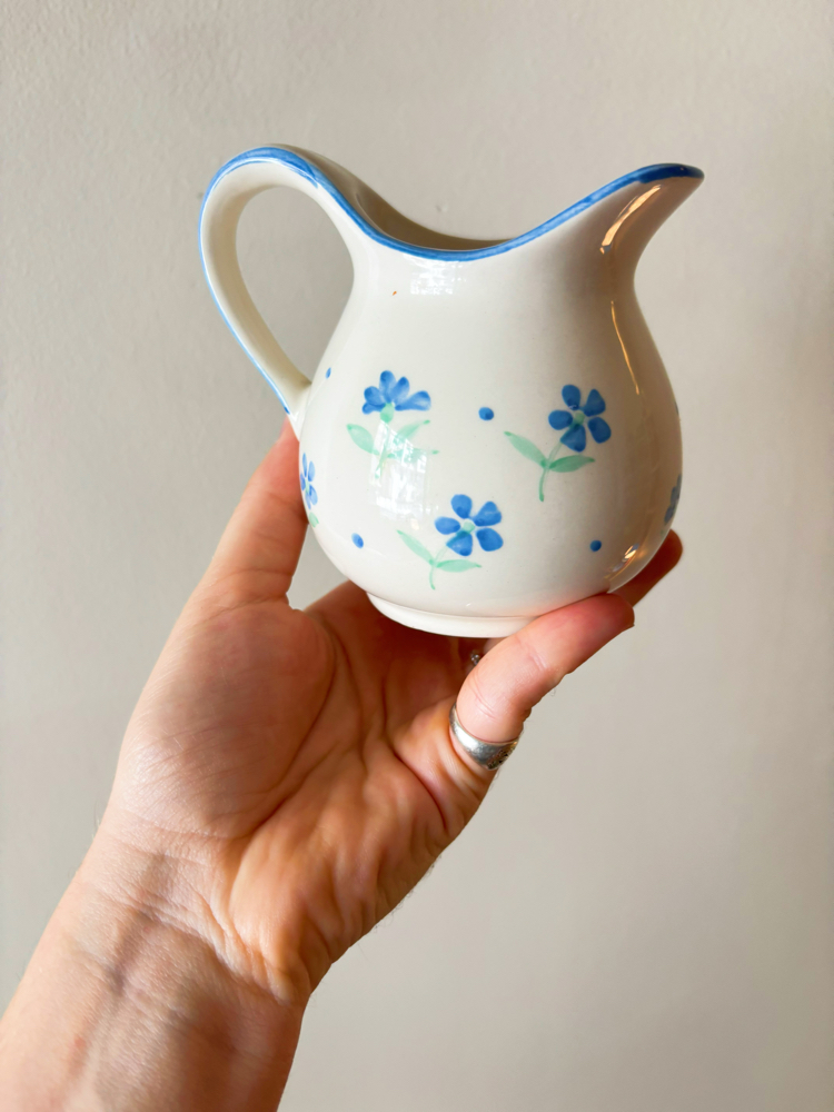 English Blue Floral Ceramic Milk Jug 