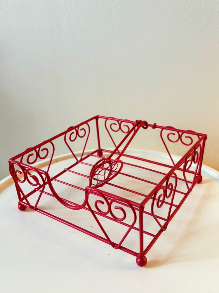 Red Hearts Metal Napkin Holder