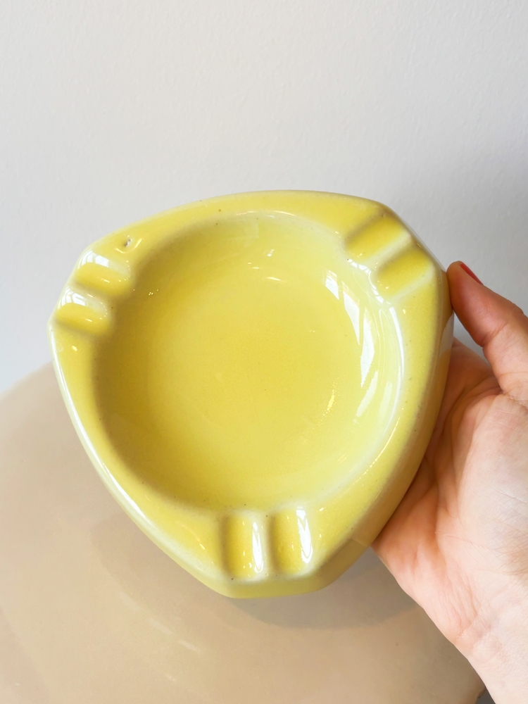 80’s Butter Yellow Ceramic Ashtray 