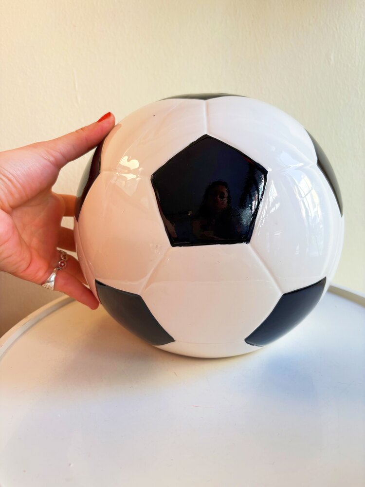 Football Ball Shaped Ceramic Penny Bank