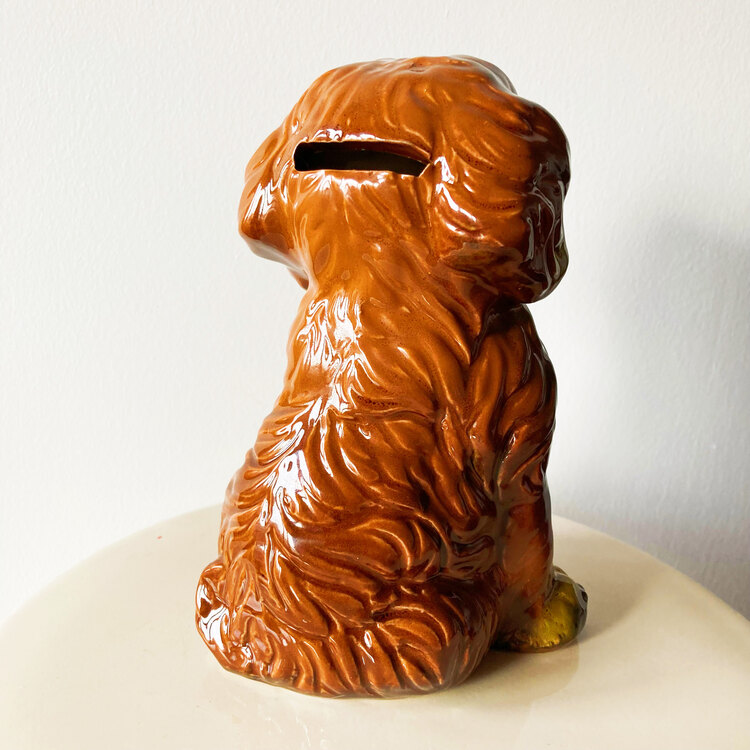 Doggo Vintage Ceramic Sculpture + Penny Bank 