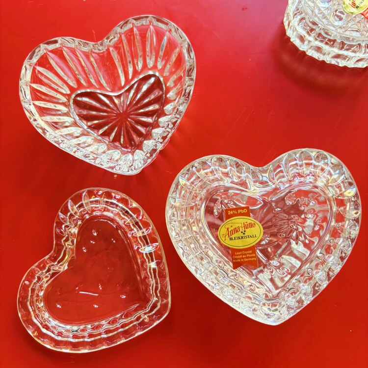 60’s German Crystal Heart Shaped Large Box 