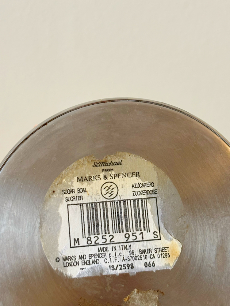 1996 Marks and Spencer Italian Stainless Steel Sugar Bowl 