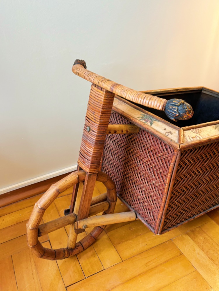 70's Handmade Rattan Bike Basket 