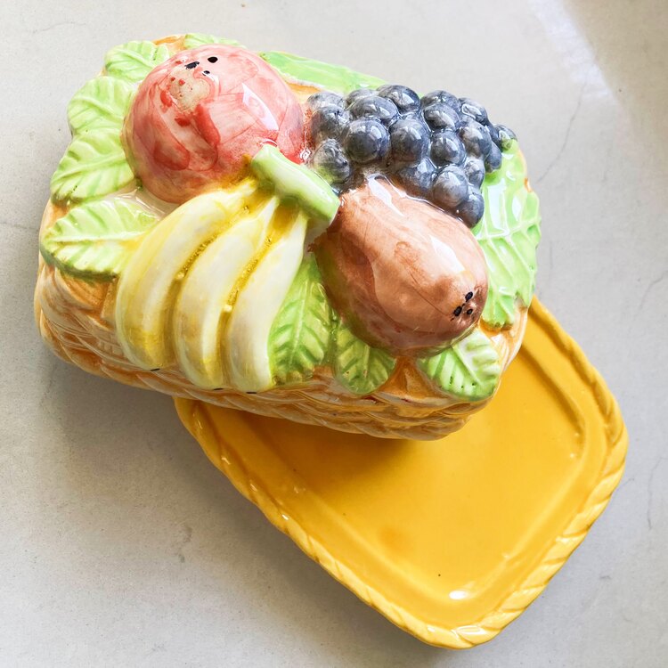 Fruit Embossed Handmade Ceramic Butter Box