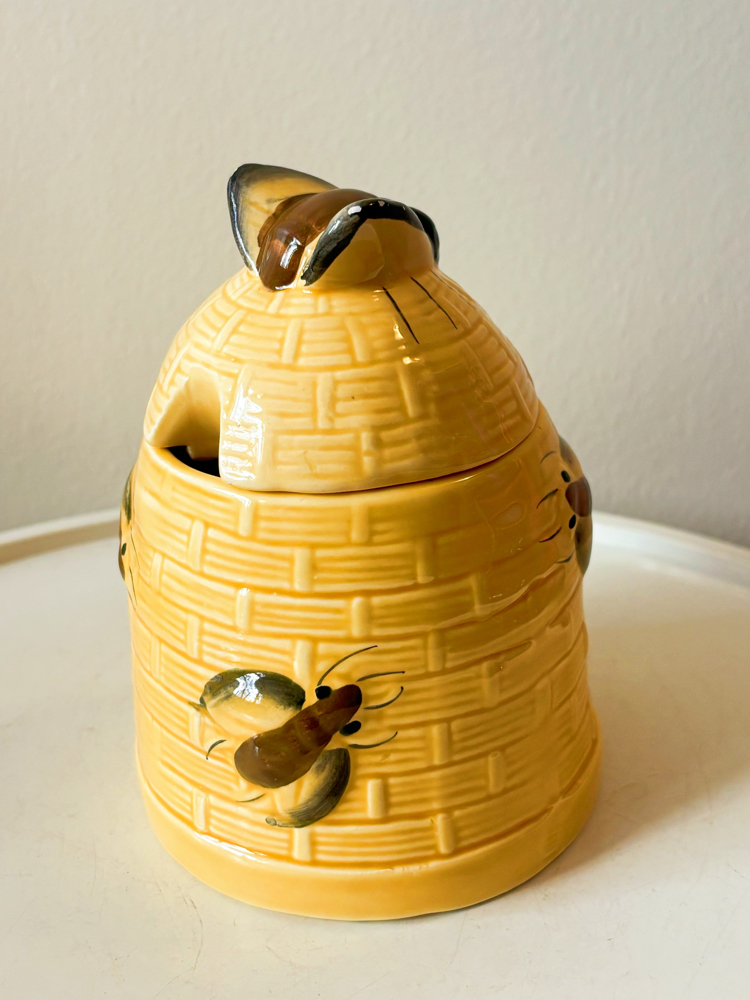 Ceramic Bee Embossed Honey Jar