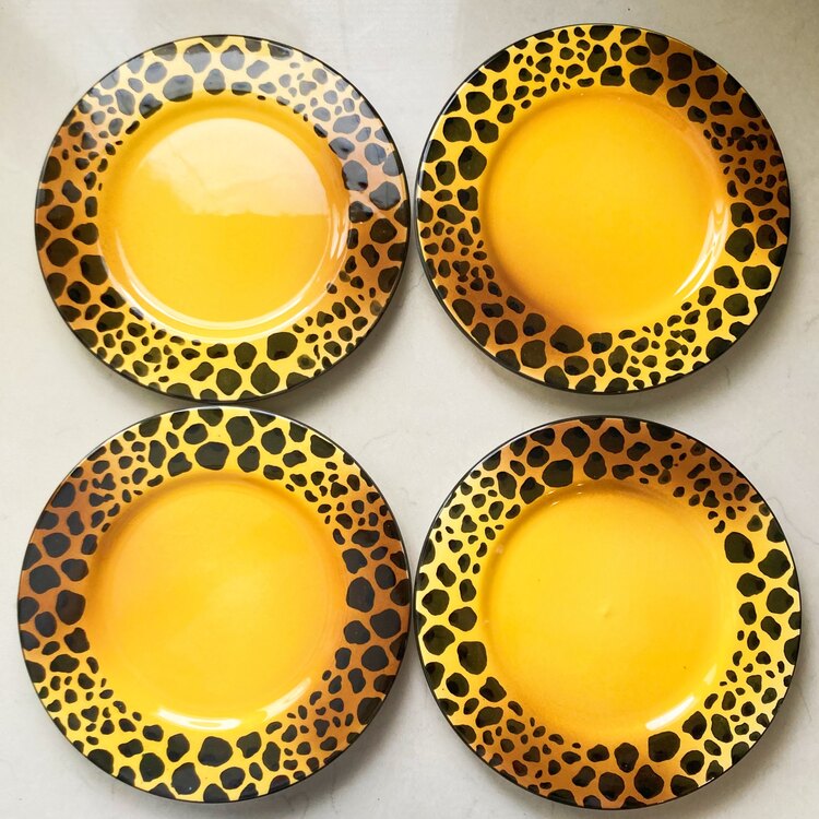 90’s Leopard Ceramic Plates by Haldun