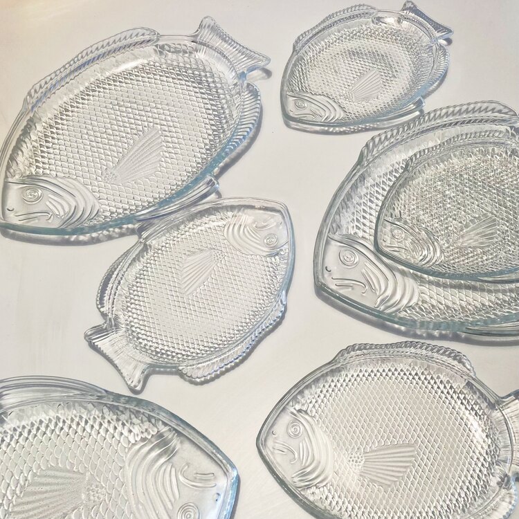 80’s Glass Fish Shaped Plates