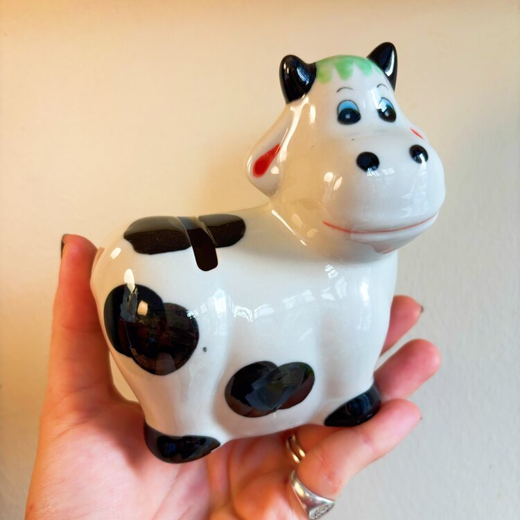 Ceramic Cow Coin Bank